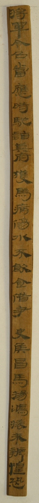 <h2>敦煌马圈湾汉简</h2><p>作者：</p><p>创作年代：汉</p><p>规格：24cm×1cm×0.3cm</p>